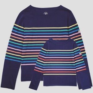 Women's Navy Striped Long Sleeve Tee
